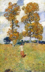 The Two Hickory Trees by Frederick Childe Hassam, hand-painted oil painting reproduction