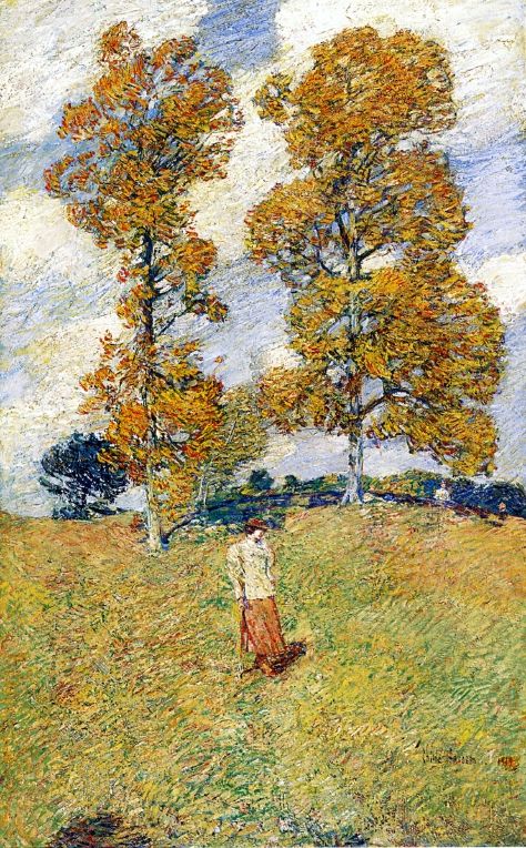 The Two Hickory Trees by Frederick Childe Hassam, hand-painted oil reproduction