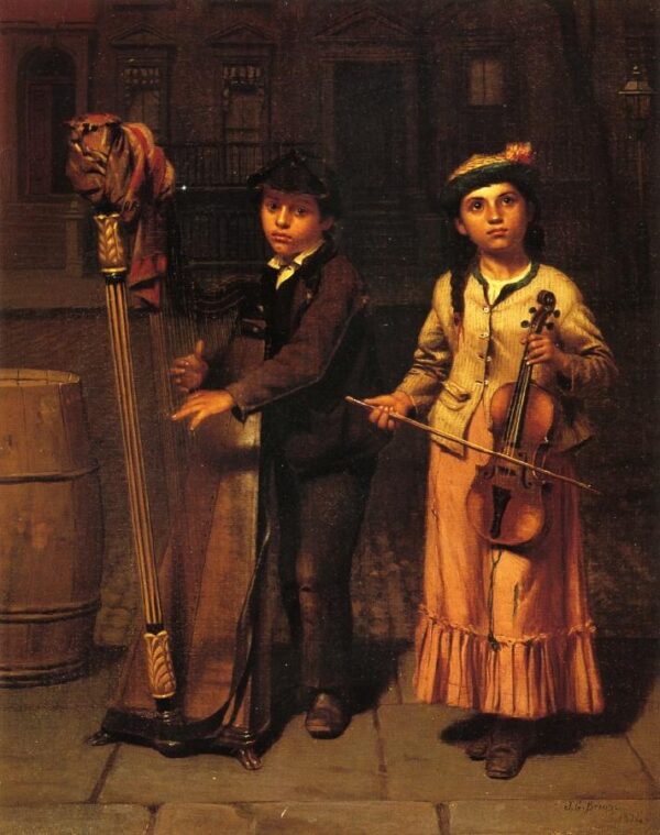 The Two Musicians by John G Brown, hand-painted oil painting reproduction