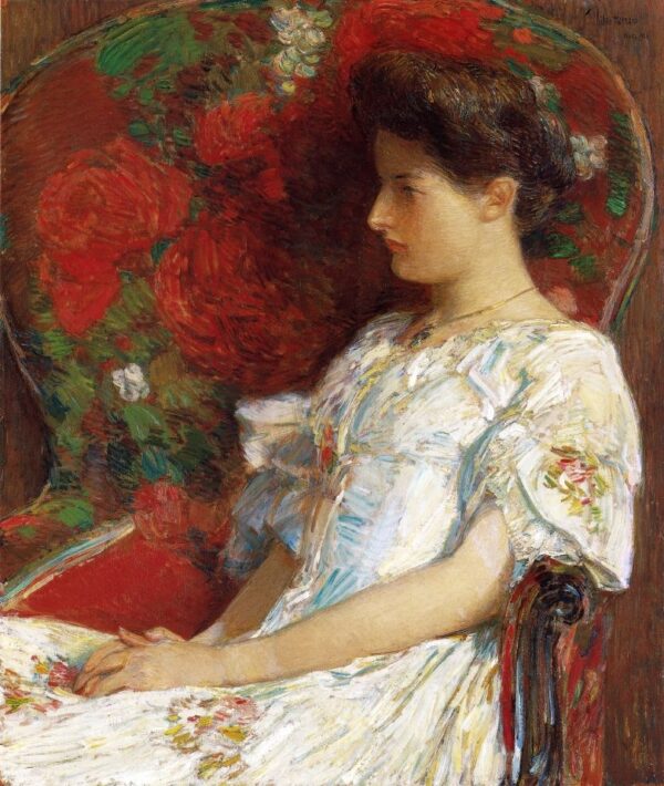The Victorian Chair by Frederick Childe Hassam, hand-painted oil painting reproduction
