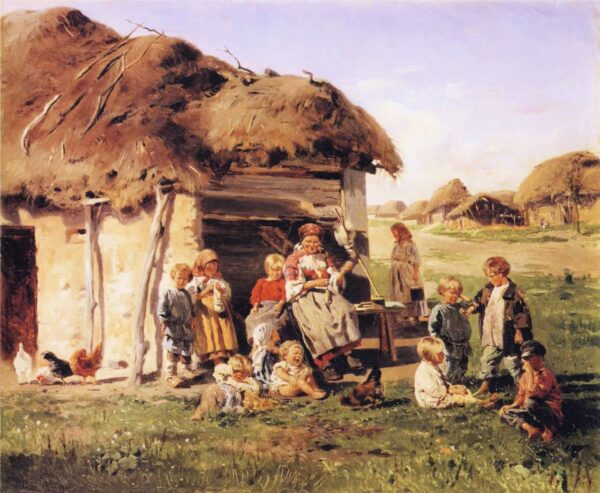 The Village Children by Vladimir Makovsky, hand-painted oil painting reproduction