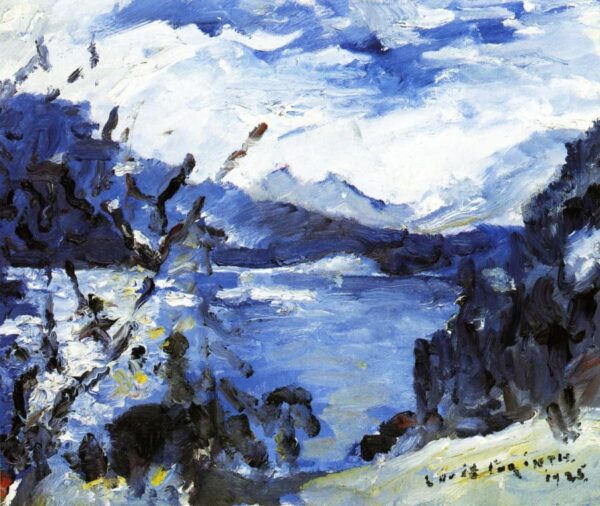 The Walchensee with Mountain Range and Shore by Lovis Corinth, hand-painted oil painting reproduction