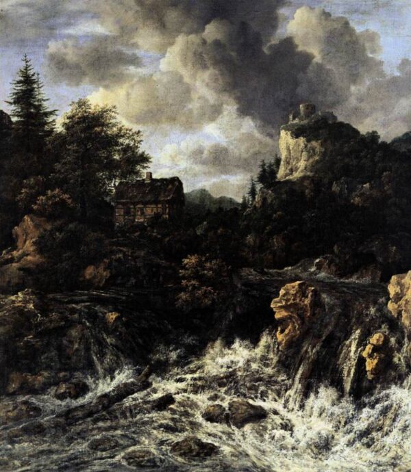 The Waterfall by Jacob Isaackszoon van Ruisdael, hand-painted oil painting reproduction