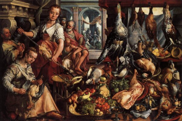 The Well-Stocked Kitchen by Joachim Beuckelaer, hand-painted oil painting reproduction