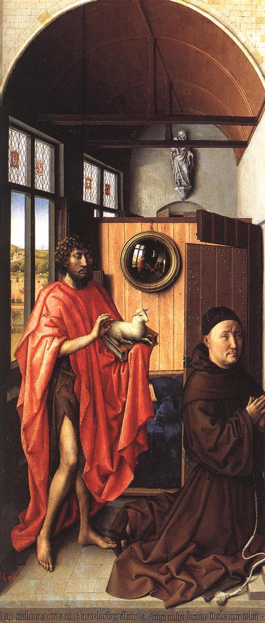 The Werl Altarpiece (Left Wing) by Robert Campin, hand-painted oil reproduction
