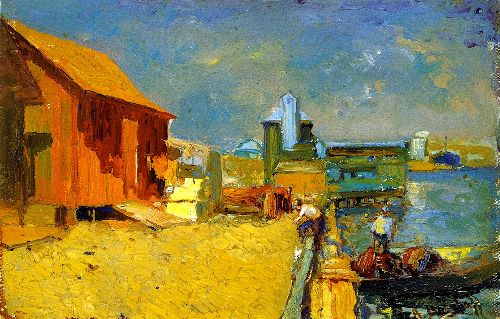 The Wharf San Pedro by Franz Bischoff, hand-painted oil reproduction
