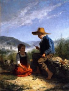 The Whistle Carver by Albert Anker, hand-painted oil painting reproduction