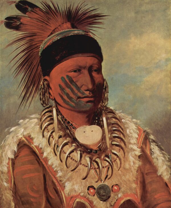 The White Cloud, Head Chief of the Iowas by George Catlin, hand-painted oil painting reproduction