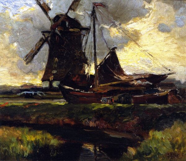 The Windmill by Mathias J Alten, hand-painted oil painting reproduction