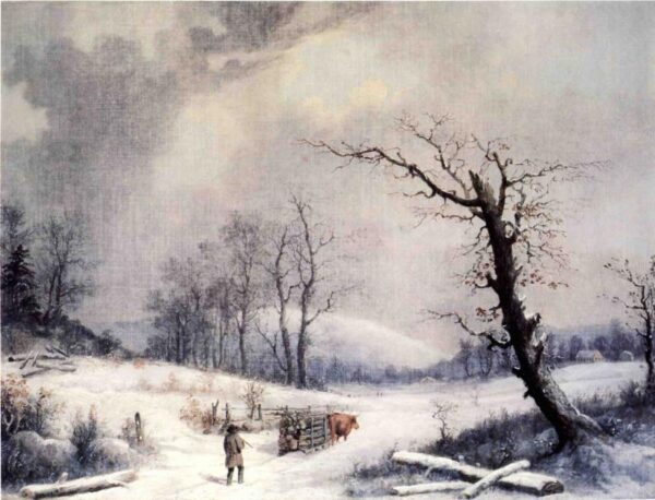 The Wood Sled by George Henry Durrie, hand-painted oil painting reproduction