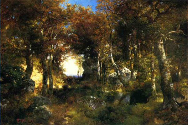 The Woodland Pool by Thomas Moran, hand-painted oil painting reproduction
