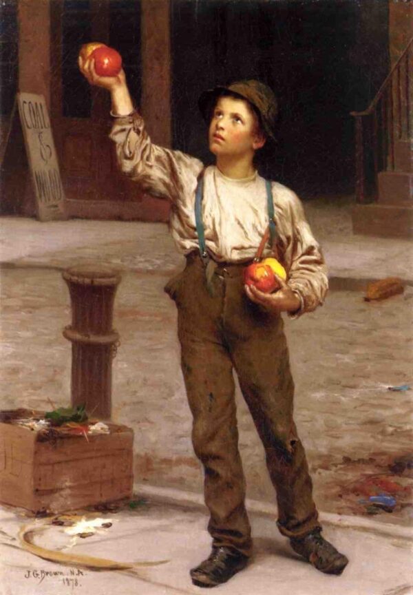 The Young Apple Salesman by John G Brown, hand-painted oil painting reproduction