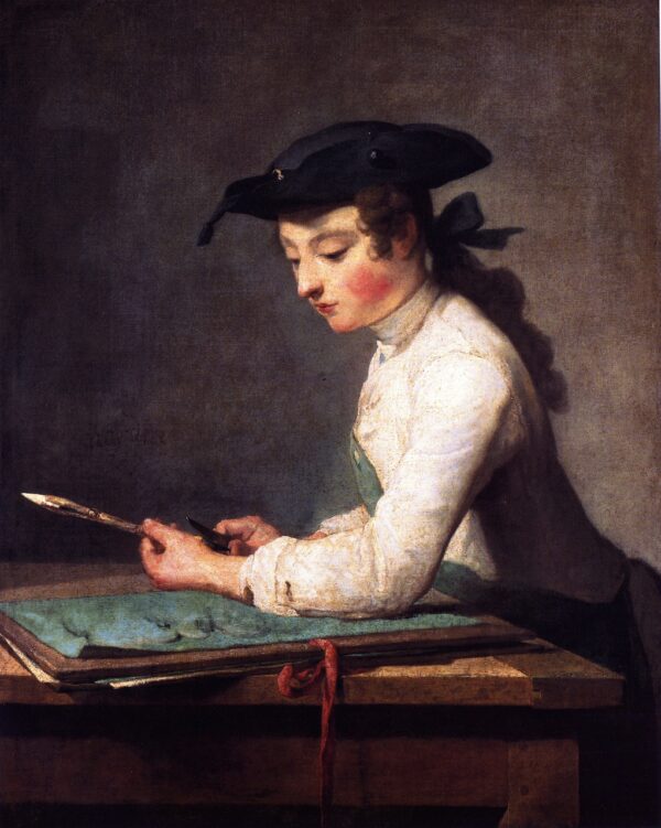 The Young Draughtsman by Jean-Baptiste-Siméon Chardin, hand-painted oil painting reproduction
