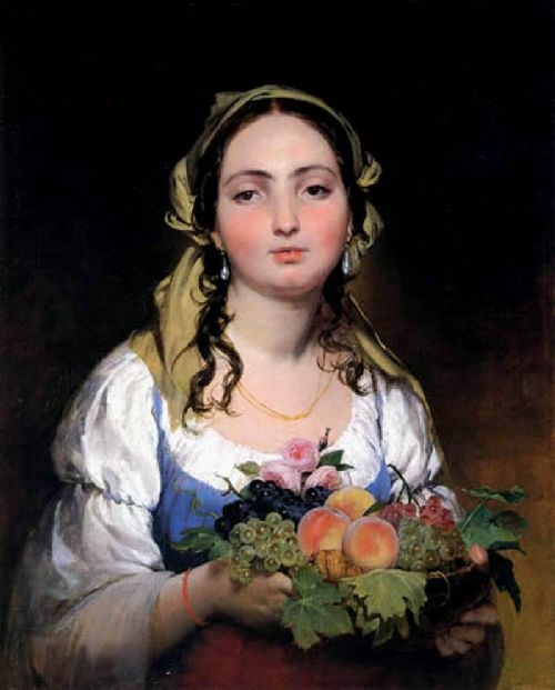 The maiden with flowers by Friedrich von Amerling, hand-painted oil reproduction