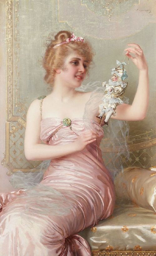 The plaything by Vittorio Corcos, hand-painted oil reproduction