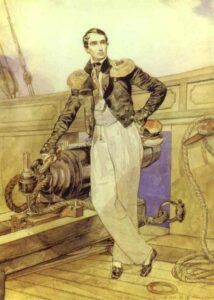 Portrait of V A Kornilov on Board the Brig Themistocles by Karl Briullov, hand-painted oil painting reproduction