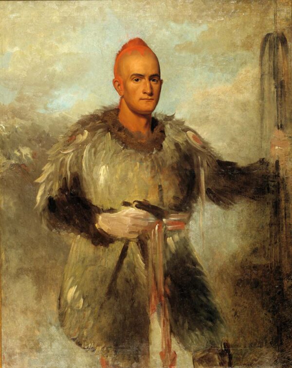 Theodore Burr Catlin, in Indian Costume by George Catlin, hand-painted oil reproduction