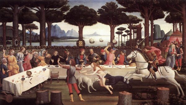 The Story of Nastagio degli Onesti Third episode by Sandro Botticelli, hand-painted oil painting reproduction