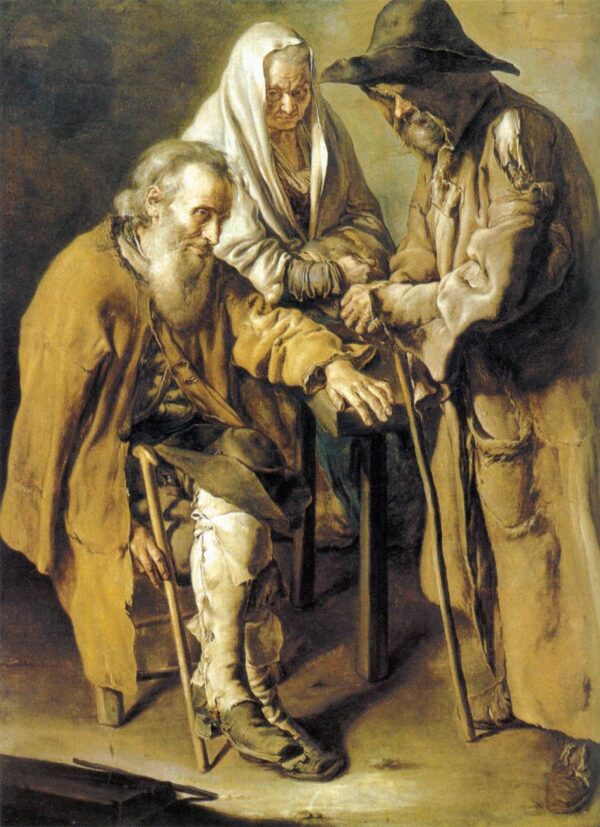 Three Beggars by Giacomo Ceruti, hand-painted oil painting reproduction