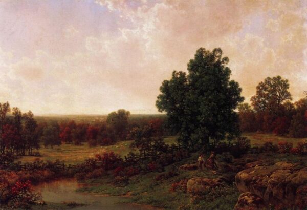Three Men in a Landscape by William Mason Brown, hand-painted oil painting reproduction