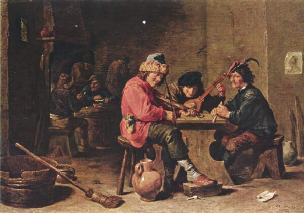 Three Peasants Making Music by David Teniers the Younger, hand-painted oil painting reproduction