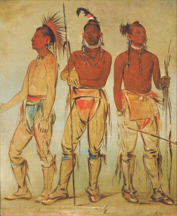 Three Young Warriors by George Catlin, hand-painted oil painting reproduction