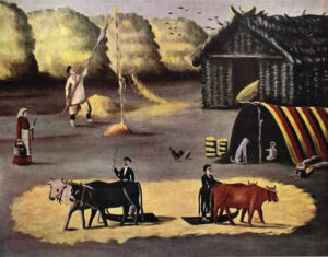 Threshing Floor In The Country by Niko Pirosmani, hand-painted oil painting reproduction