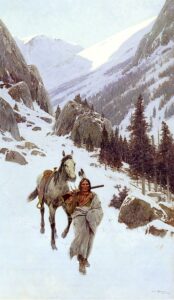 Through the Pass – Winter by Henry Farny, hand-painted oil painting reproduction
