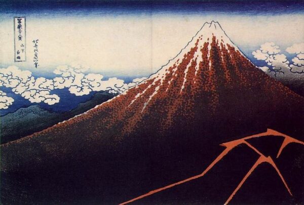 Thunderstorm At The Foot Of The Mountain by Katsushika Hokusai, hand-painted oil painting reproduction
