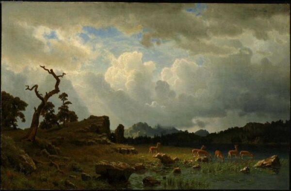 Thunderstorm In The Rocky Mountains by Albert Bierstadt, hand-painted oil painting reproduction
