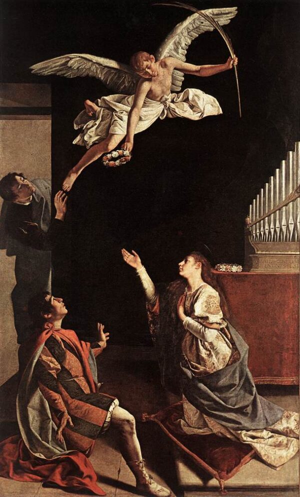 Saints Cecilia, Valerianus and Tiburtius by Orazio Gentileschi, hand-painted oil painting reproduction