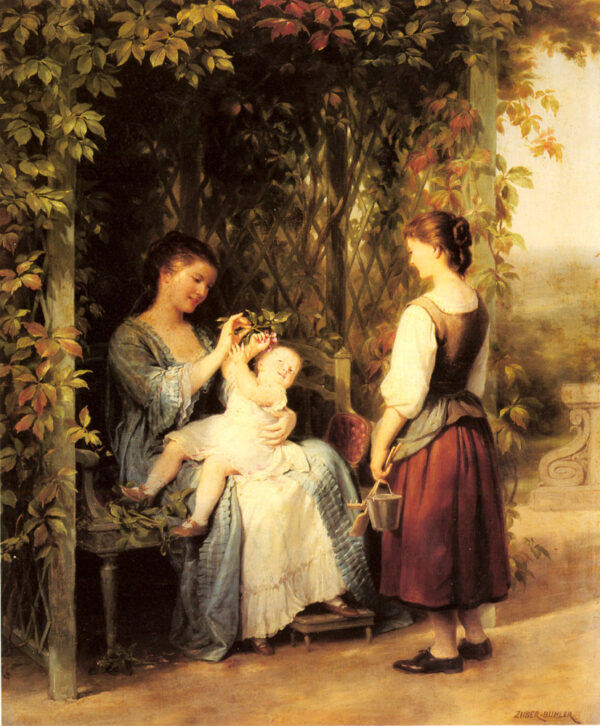 Tickling the Baby by Fritz Zuber-Buhler, hand-painted oil painting reproduction