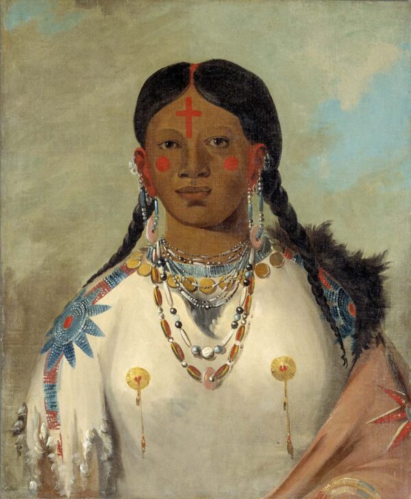 Tis se woo na tis, She Who Bathes Her Knees, Wife of the Chief by George Catlin, hand-painted oil painting reproduction