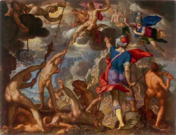 The Battle Between the Gods and the Titans by Joachim Wtewael, hand-painted oil painting reproduction