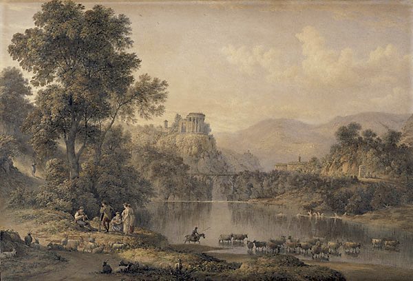 The Temple of Sibyl at Tivoli by John Glover, hand-painted oil reproduction