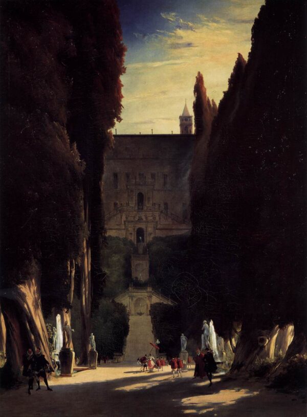 Tivoli Gardens at the Villa d’Este by Karl Blechen, hand-painted oil painting reproduction