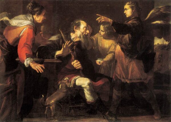 Tobias Healing the Blindness of His Father by Gioacchino Assereto, hand-painted oil painting reproduction