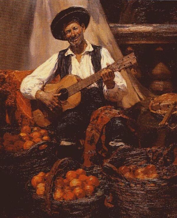Tocando la Guitarra by José Benlliure y Gil, hand-painted oil painting reproduction
