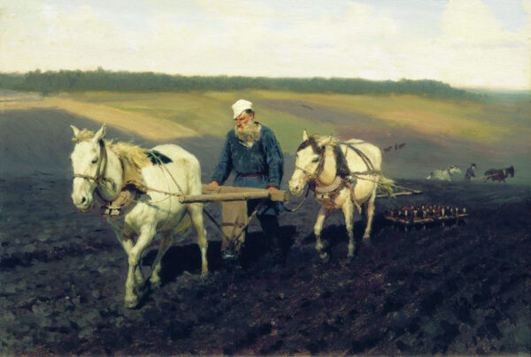 Tolstoy Plowing by Ilya Repin, hand-painted oil painting reproduction