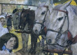 Tram Horses on Dam Square in Amsterdam by George Hendrik Breitner, hand-painted oil painting reproduction