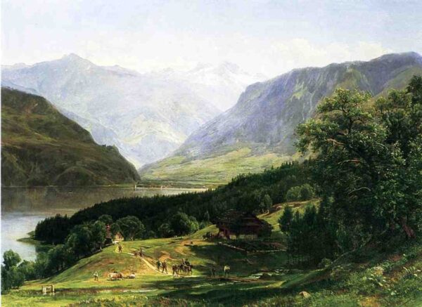 Travelers in the Swiss Alps by Thomas Worthington Whittredge, hand-painted oil painting reproduction