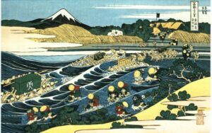 Travellers Crossing The Oi River by Katsushika Hokusai, hand-painted oil painting reproduction