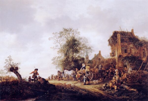 Travellers at a Country Inn by Isaack van Ostade, hand-painted oil painting reproduction