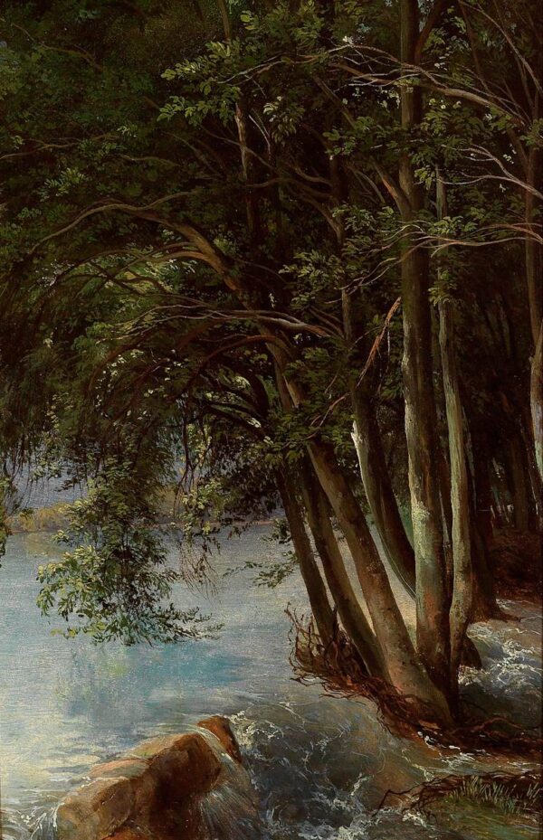 Trees at the Bank by Alexandre Calame, hand-painted oil painting reproduction