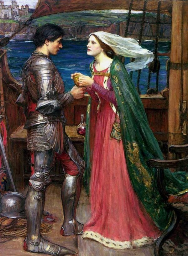 Tristan and Isolde with the Potion by John William Waterhouse, hand-painted oil painting reproduction