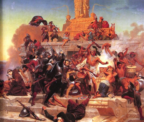 Storming of the Teocalli by Cortez and His Troops by Emanuel Leutze, hand-painted oil reproduction