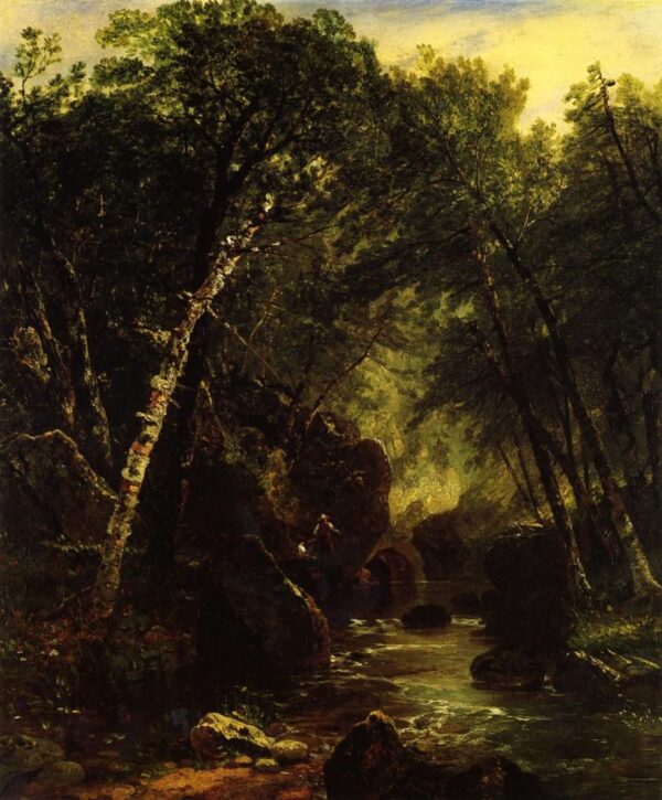 Trout Fisherman by John Frederick Kensett, hand-painted oil painting reproduction