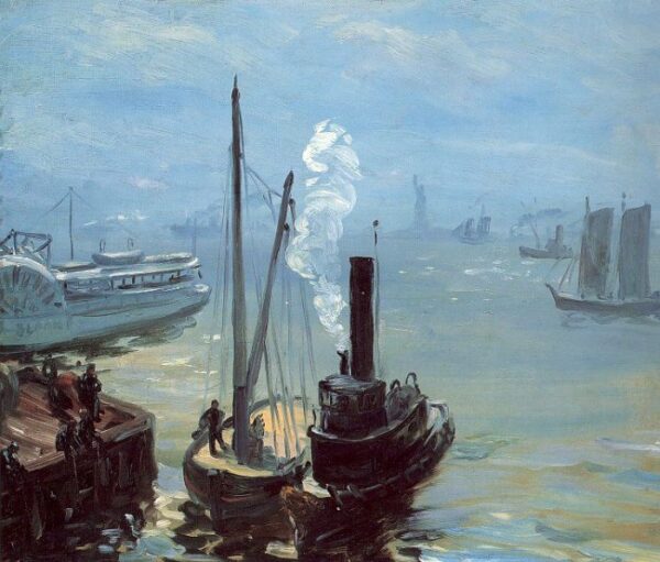 Tugboat And Lighter by William Glackens, hand-painted oil painting reproduction