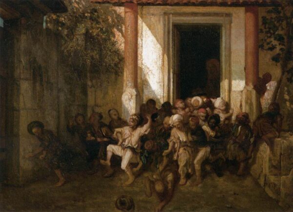 Turkish Boys Let out of School by Alexandre-Gabriel Decamps, hand-painted oil painting reproduction