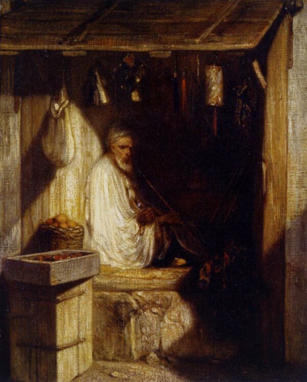 Turkish Merchant Smoking in His Shop by Alexandre-Gabriel Decamps, hand-painted oil painting reproduction